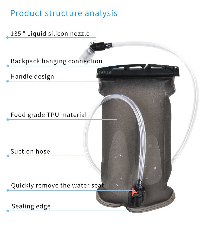 ТПУ 2,0 л мешок для воды Водный пузырь Бег Бег Велоспорт Мешок для воды Гидратационный пакет